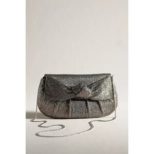 Anthropologie Maeve Beaded Bow Clutch Pewter Evening Party Night Out